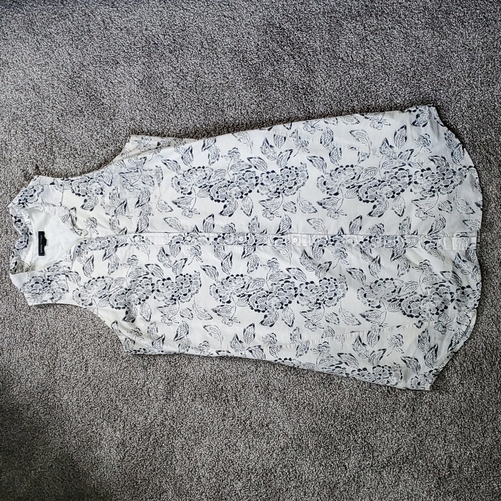 Banana Republic Black and White Floral Midi Dress
